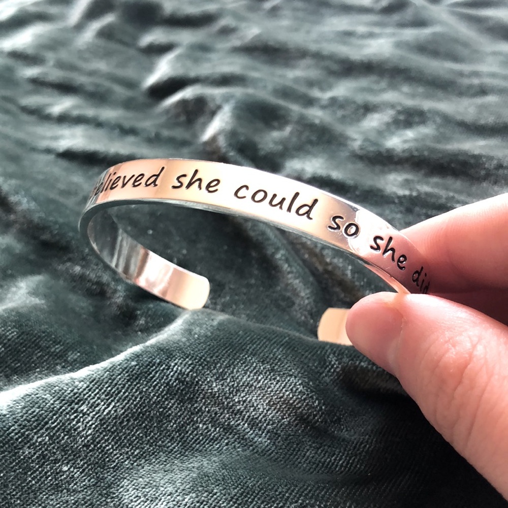 “She Believed She Could So She Did Silver Bracelet